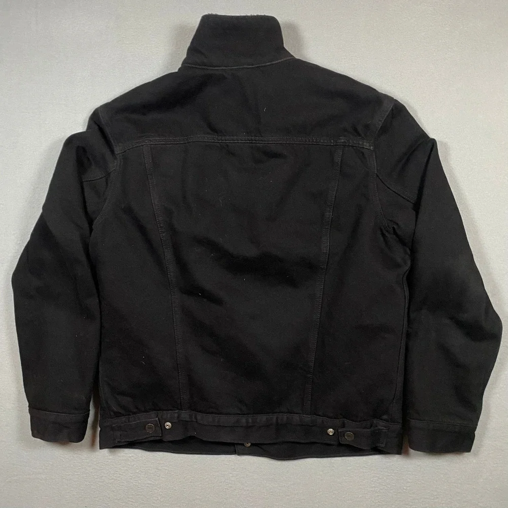 Levis Mens Type 3 Sherpa Trucker Jacket Black Denim Faux Fur Lined 16365-0054 L - Picture 3 of 9